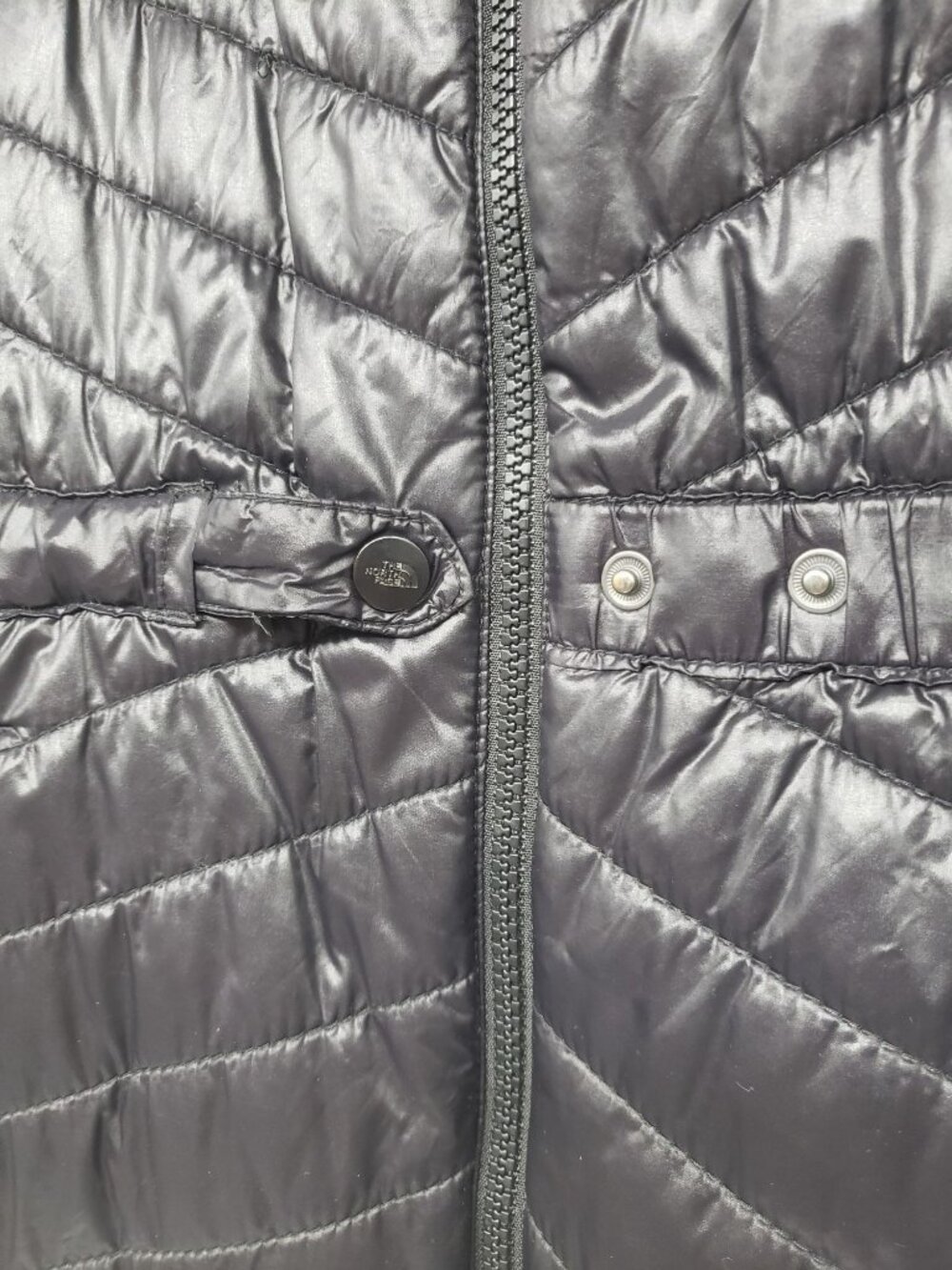 The North Face Black Puffer Jacket Womens M Medium Full Zip Cinched Waist - Picture 16 of 16